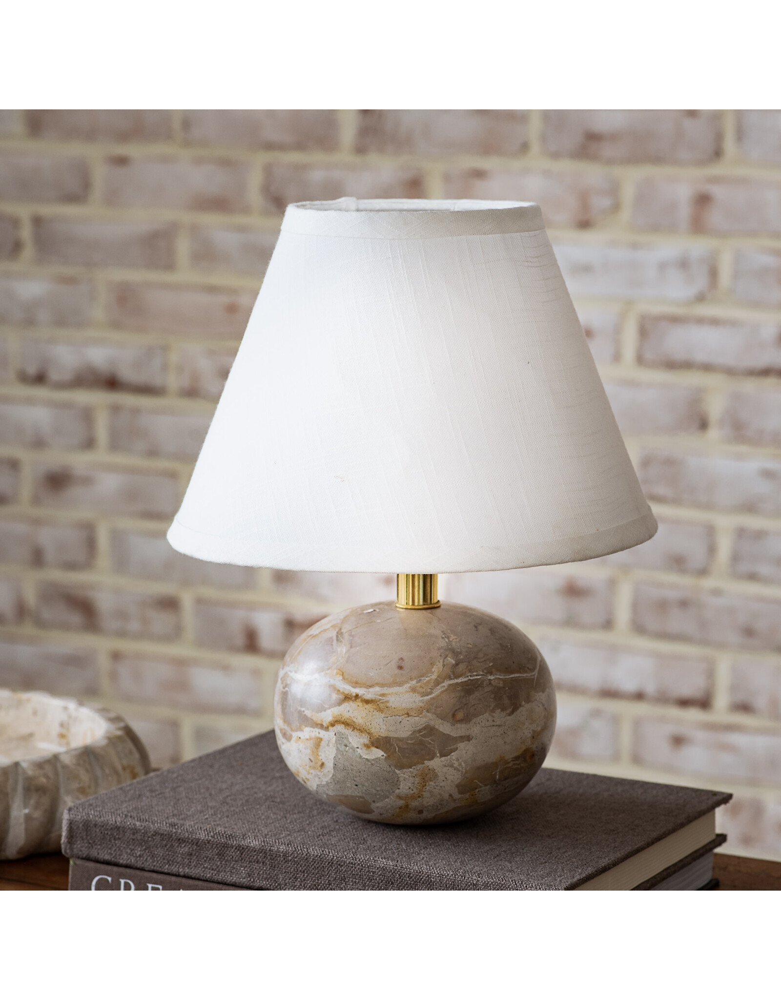 14" H. Capri Beige Marble Rd. Lamp