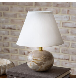 14" H. Capri Beige Marble Rd. Lamp