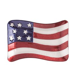 AMERICAN FLAG GLASS PLATE