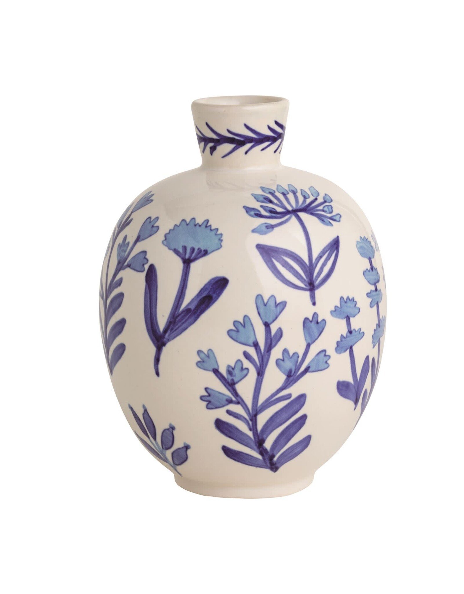 LARGE BLUE FLORAL BUD VASE