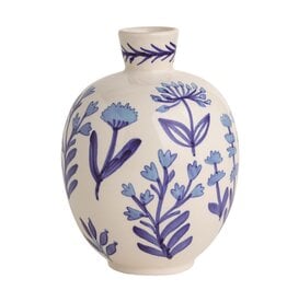 LARGE BLUE FLORAL BUD VASE