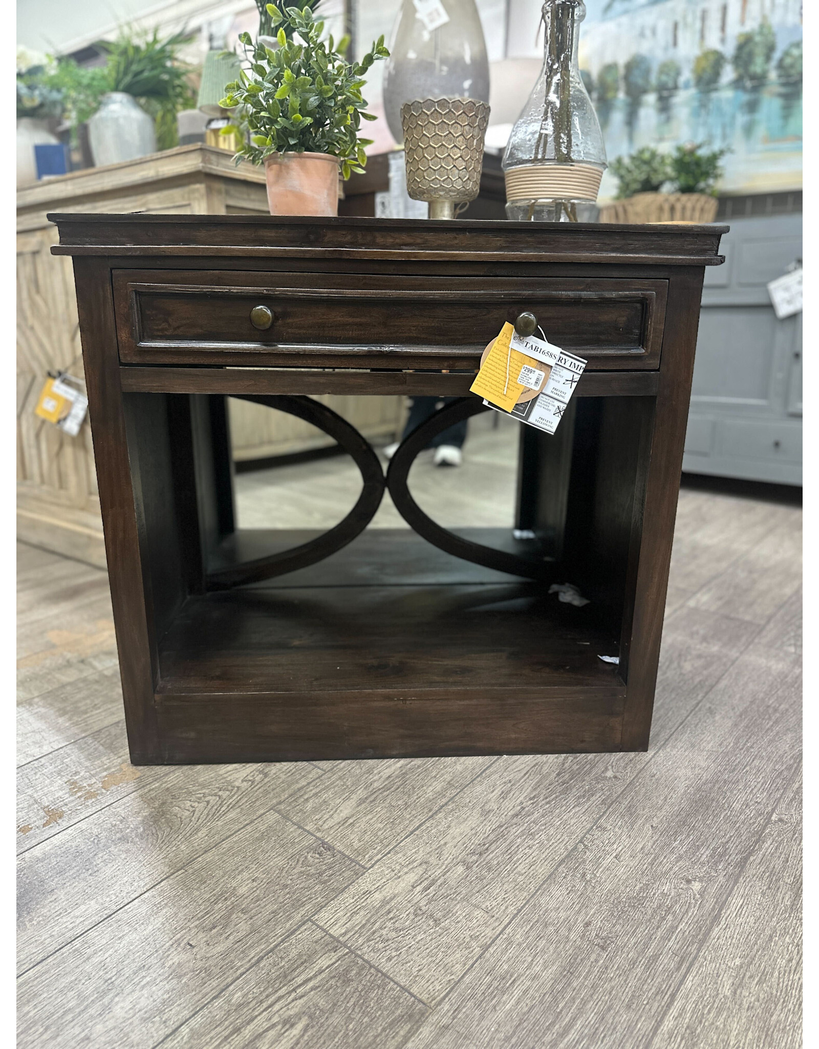 TAB1658 Horrison End Table 1drw w/mirror back 33.8x18.1x31.1"H