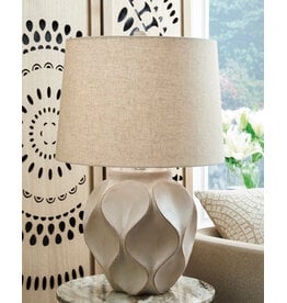 PAPER TABLE LAMP Edselham Distressed Cream