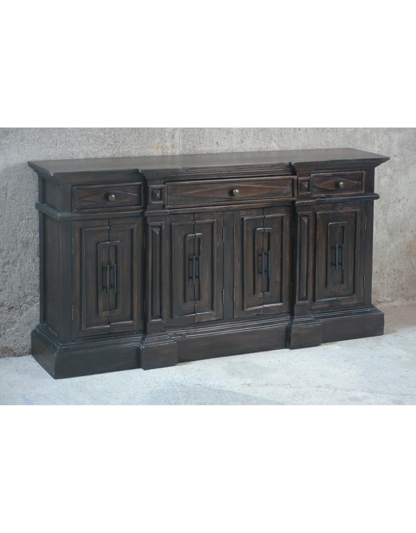 CAB079 Credeza W/ Moulded 4 Dr and 3 Drw  61.3x12.6x32.6"H