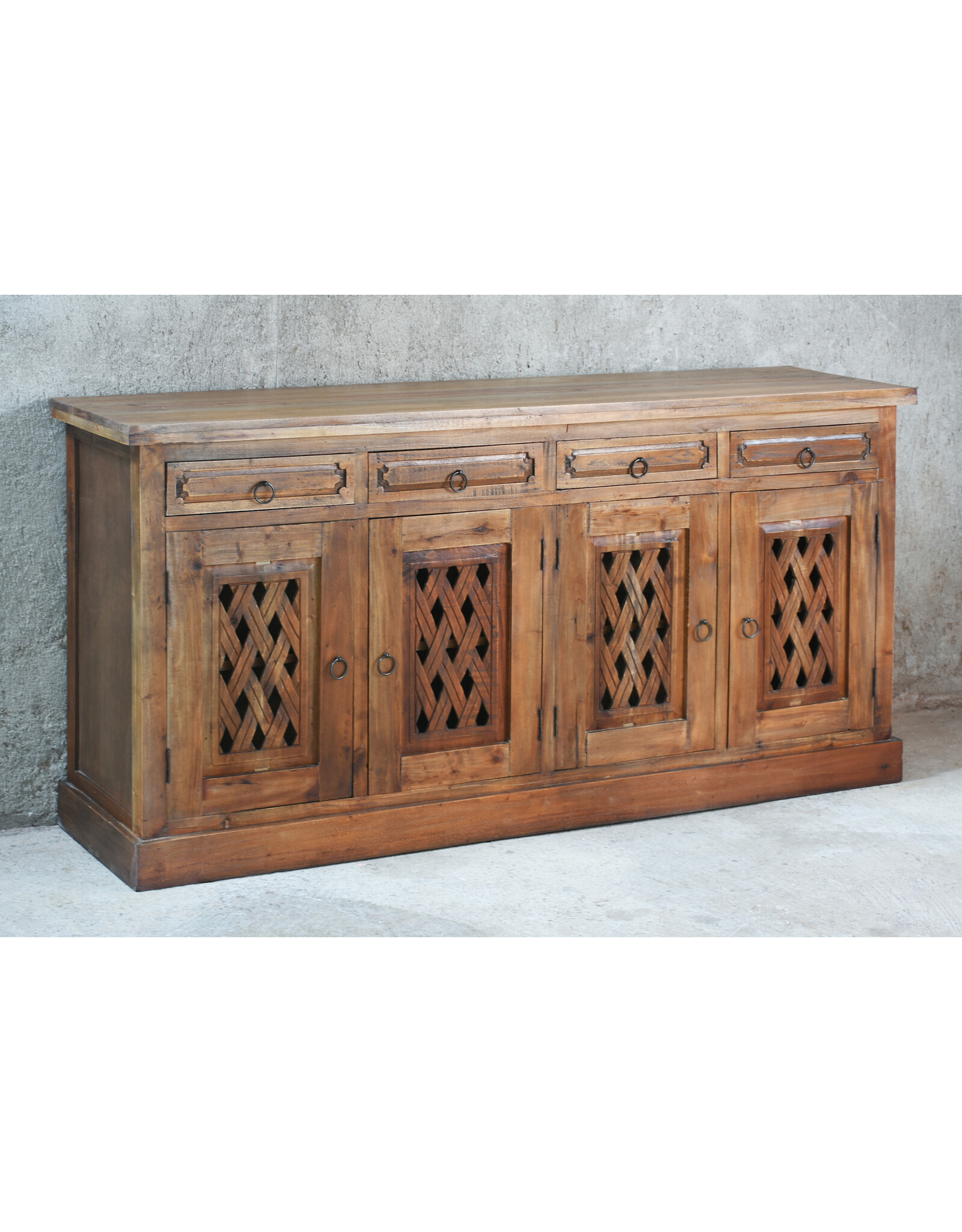 CAB081 Basket Weave Credenza 4 dr 4 dwr 70.8x17.3x35"H