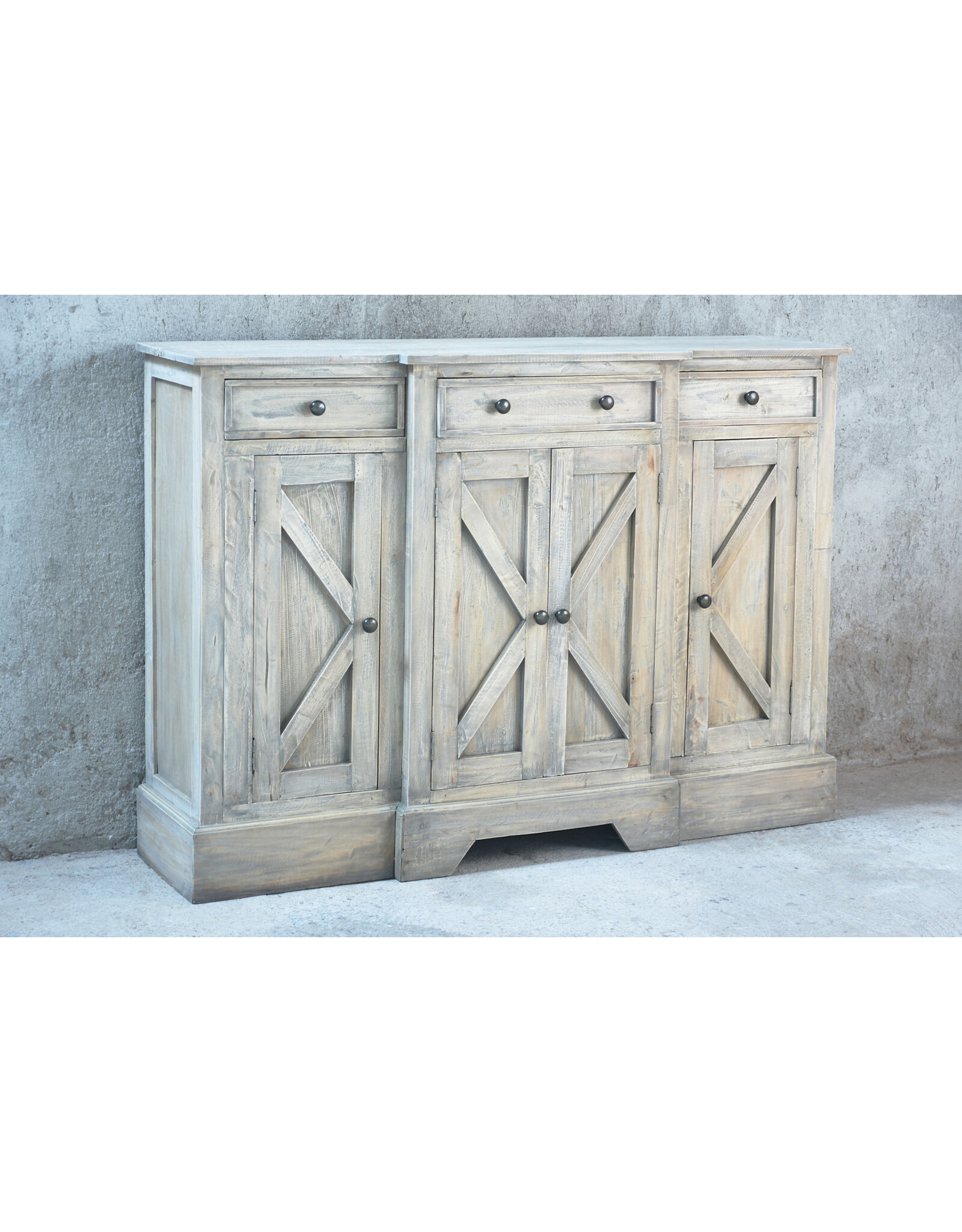 Cab1236 Barn Sideboard 3drw 3dr 59.4x14.6x42.2"H