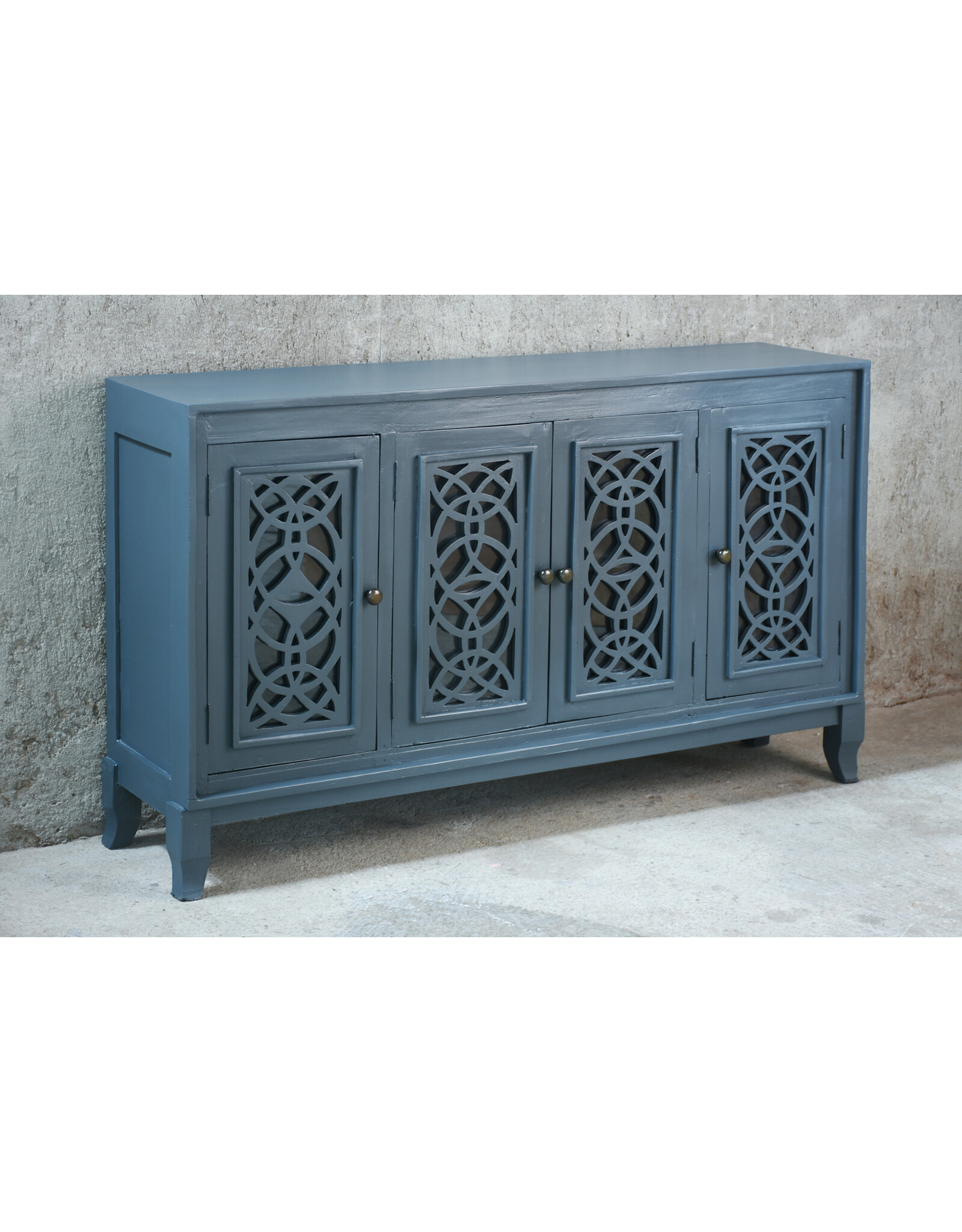 CAB1241 Glazed Credenza 4gd Uniq Moulding 60.8x14.3x35.3"H