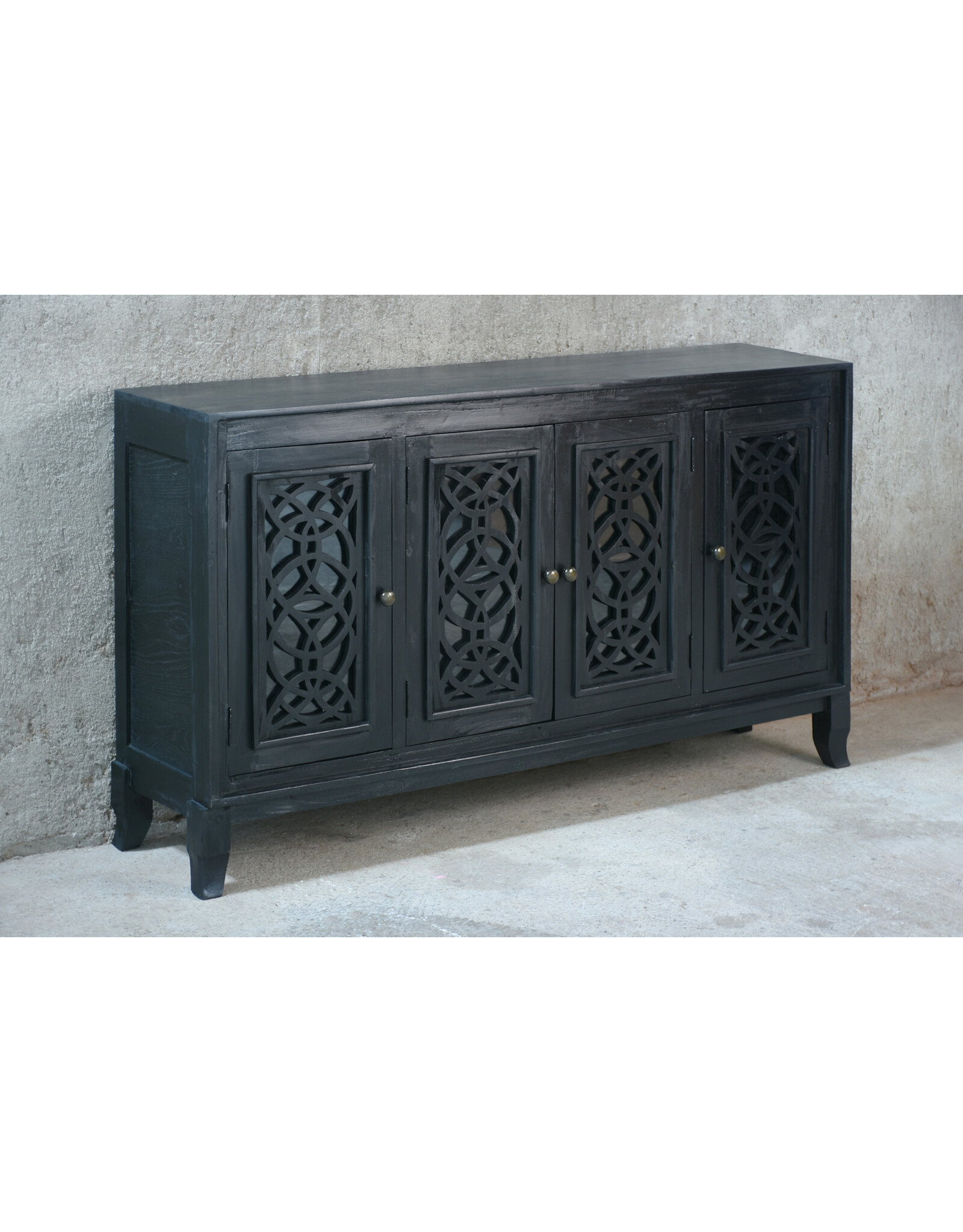 CAB1241 Glazed Credenza 4gd Uniq Moulding 60.8x14.3x35.3"H