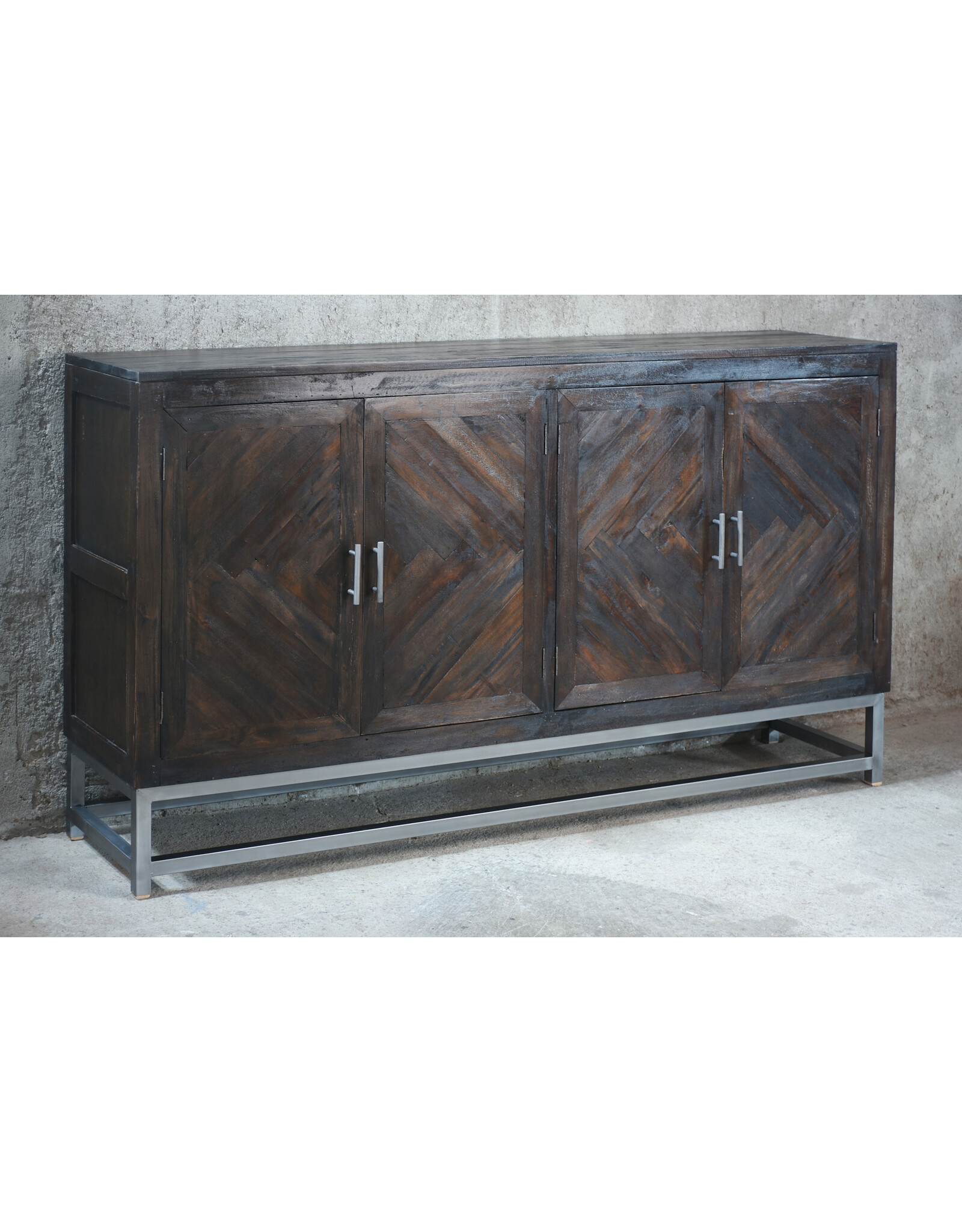 CAB337 Hampshire Sideboard 4Drs Steel Base 66.5x16.8x38.6"H