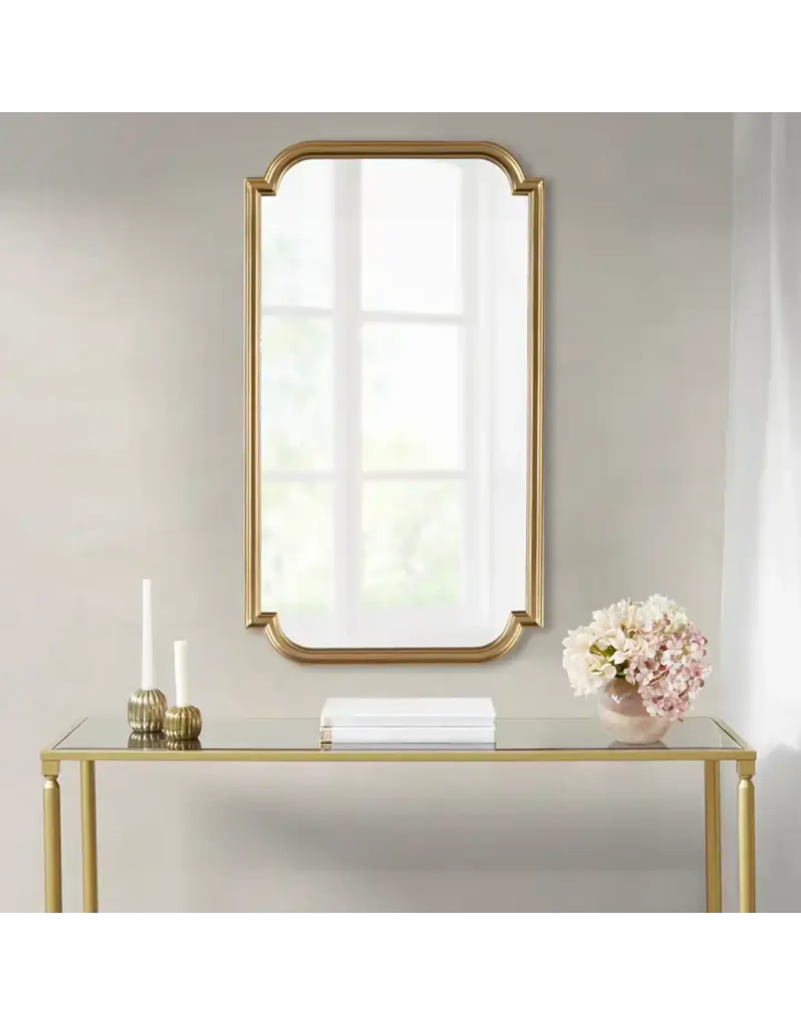 MP95F-0318 Gold Scalloped Wood Wall Mirror