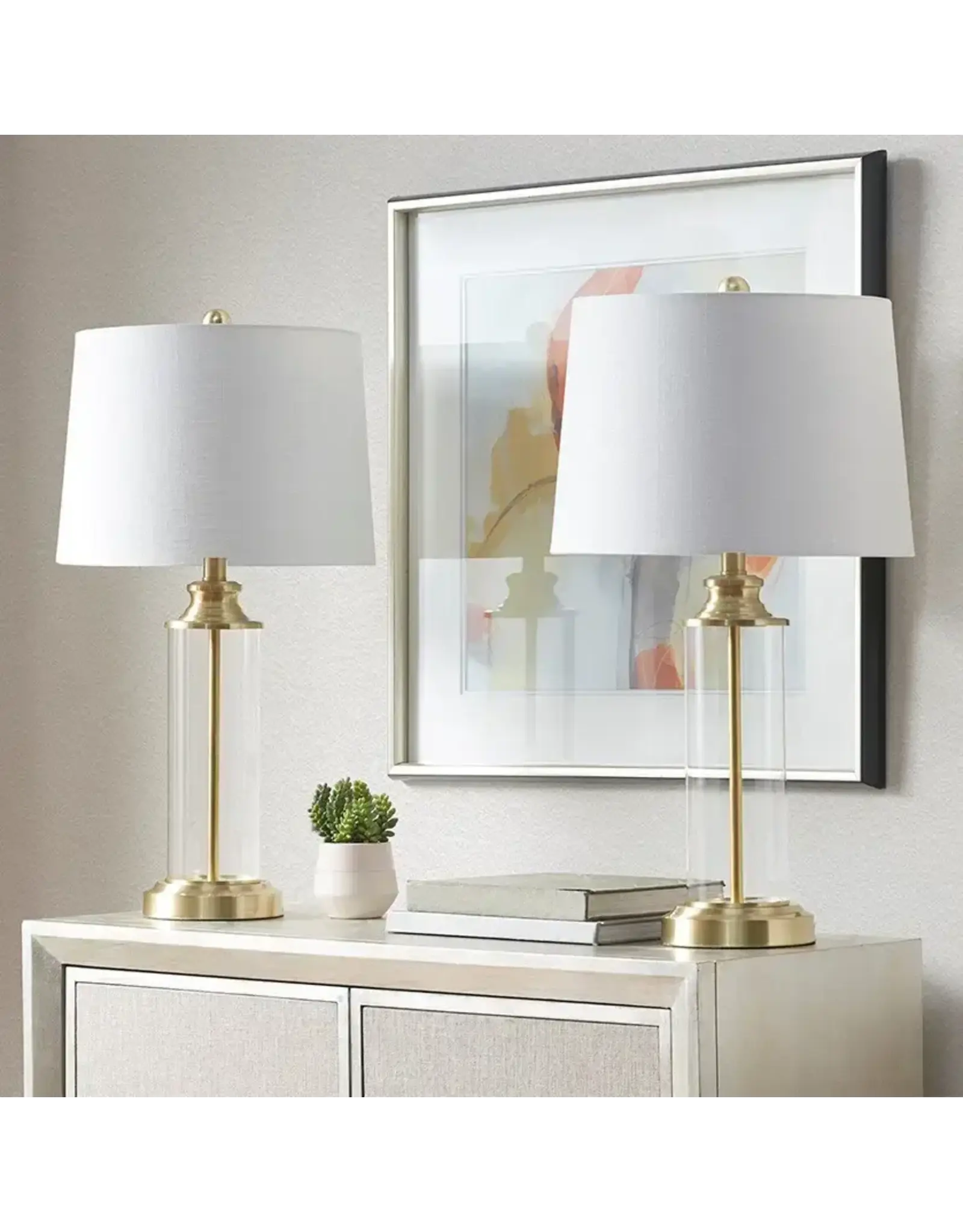 5DS153-1157 Clear Glass Base Lamp, Gold
