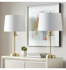 5DS153-1157 Clear Glass Base Lamp, Gold