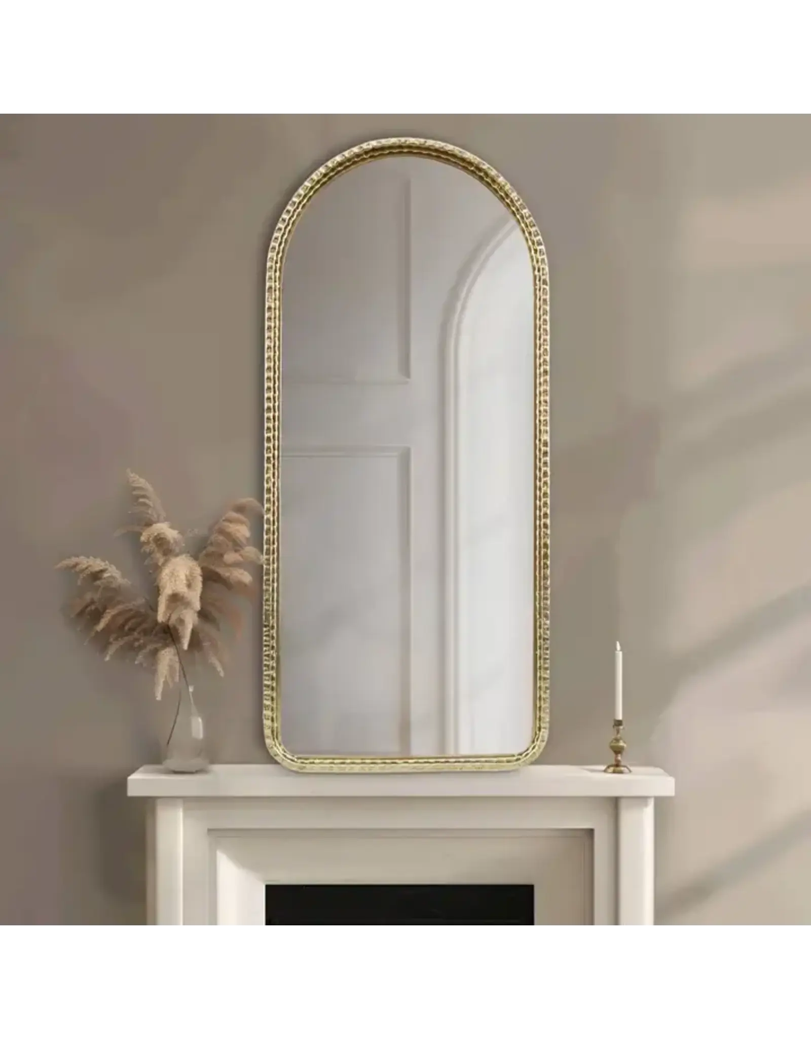 MP95F-0327 Gold Metal Arched Wall Mirror