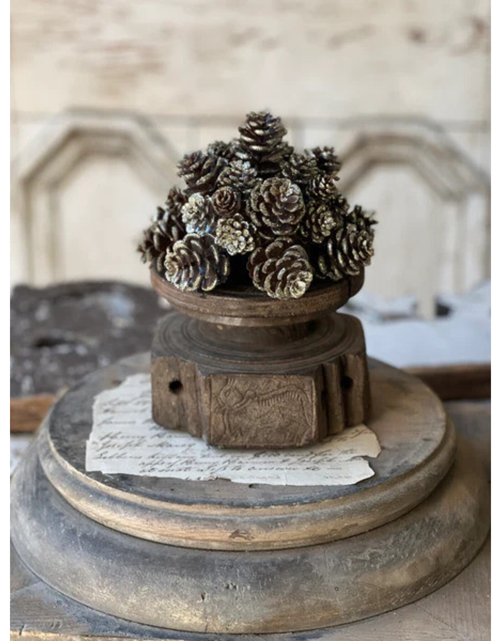 XY5388 7" Shimmer Pine Cone Half Sphere