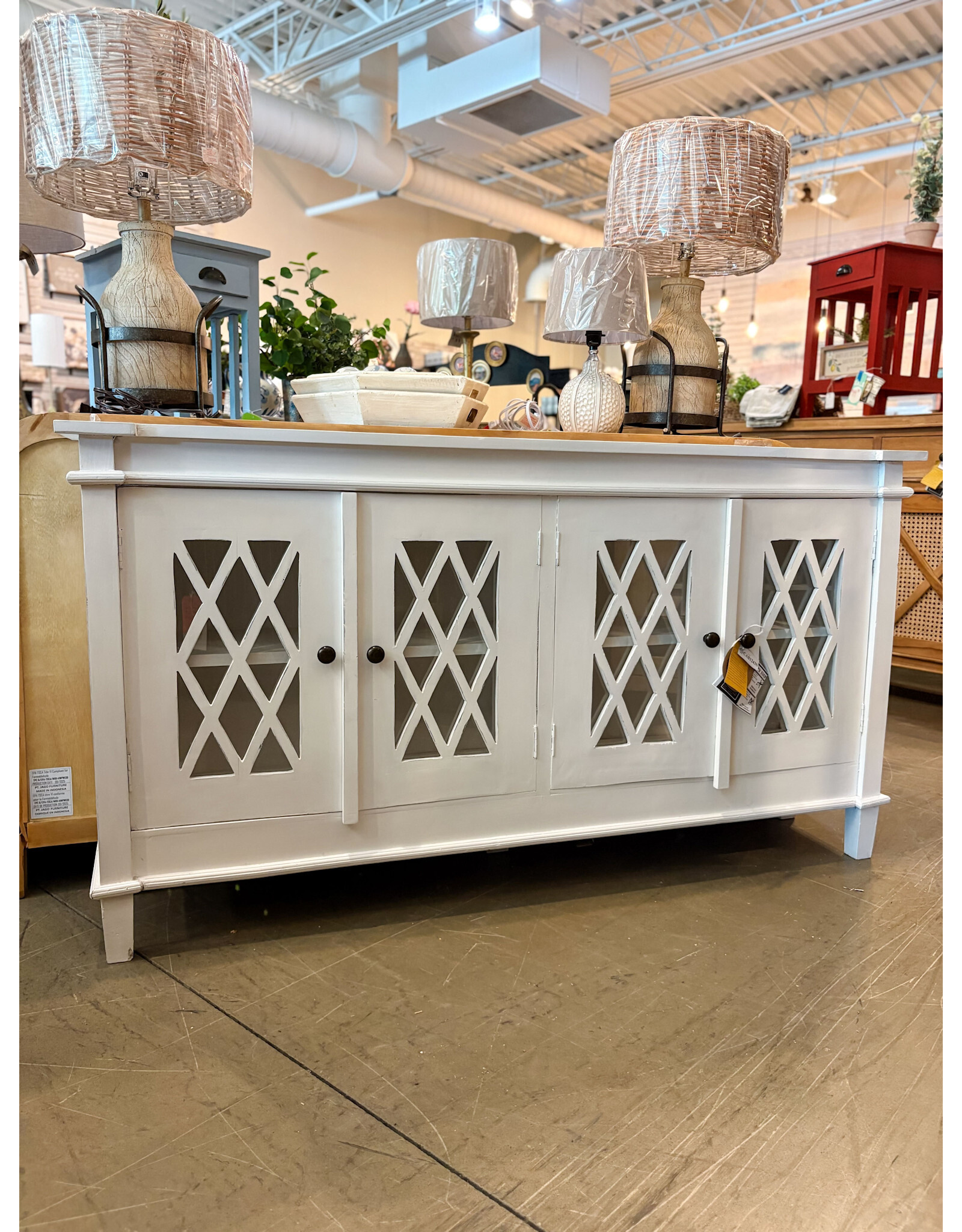 CAB1243 Glazed Credenza 4GD 64.2x13.3x34.6"H