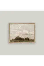 Tree and Cloud Landscape Framed Antique Art 32x24