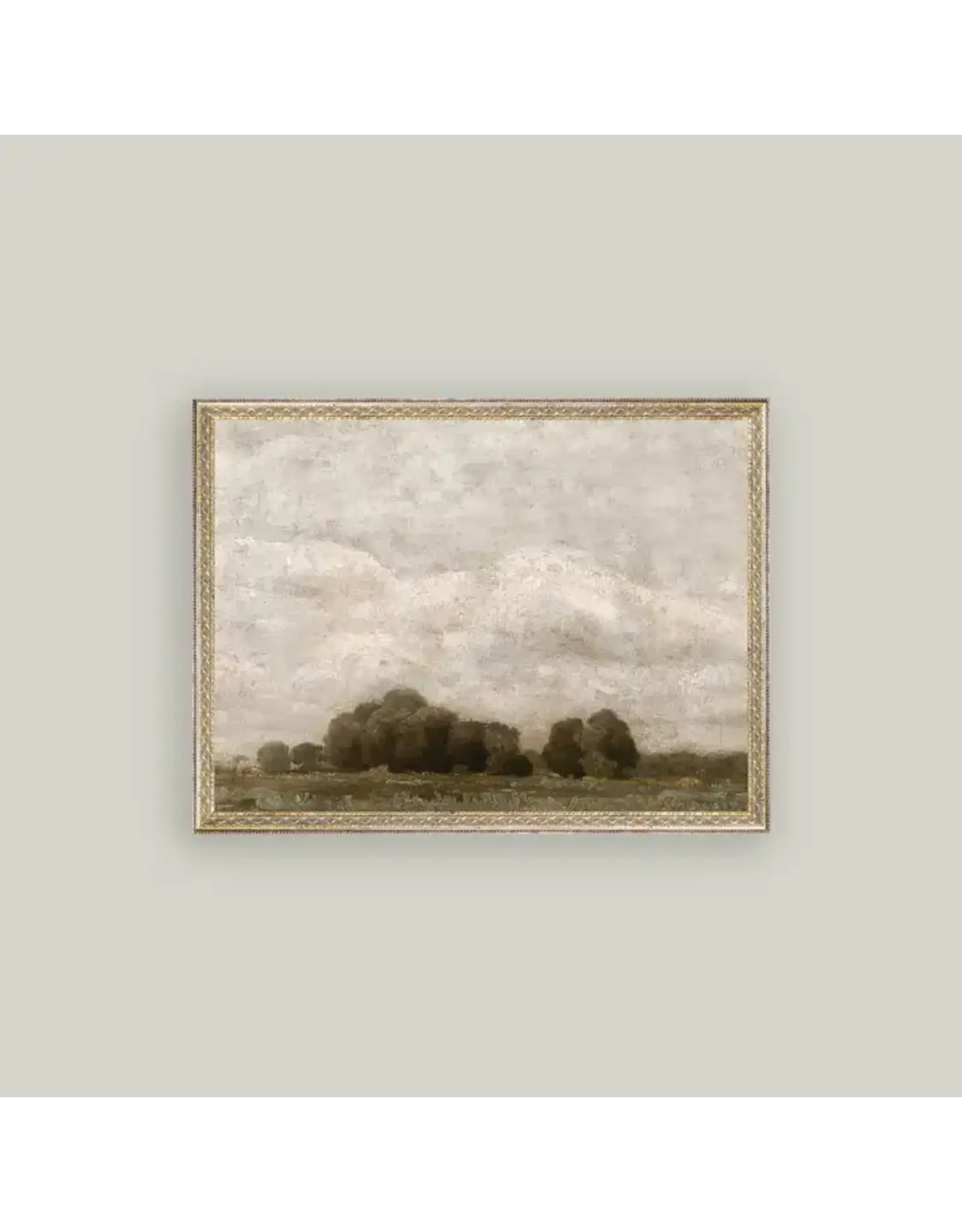 Tree and Cloud Landscape Framed Antique Art 32x24