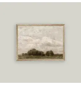 Tree and Cloud Landscape Framed Antique Art 32x24