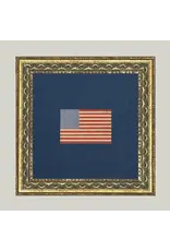 Gingham Flag Framed Antique Art 9x9