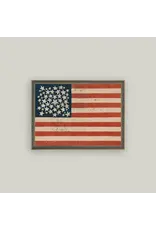 Rustic Flag Framed Antique Art 15x11