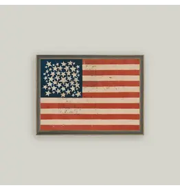 Rustic Flag Framed Antique Art 15x11