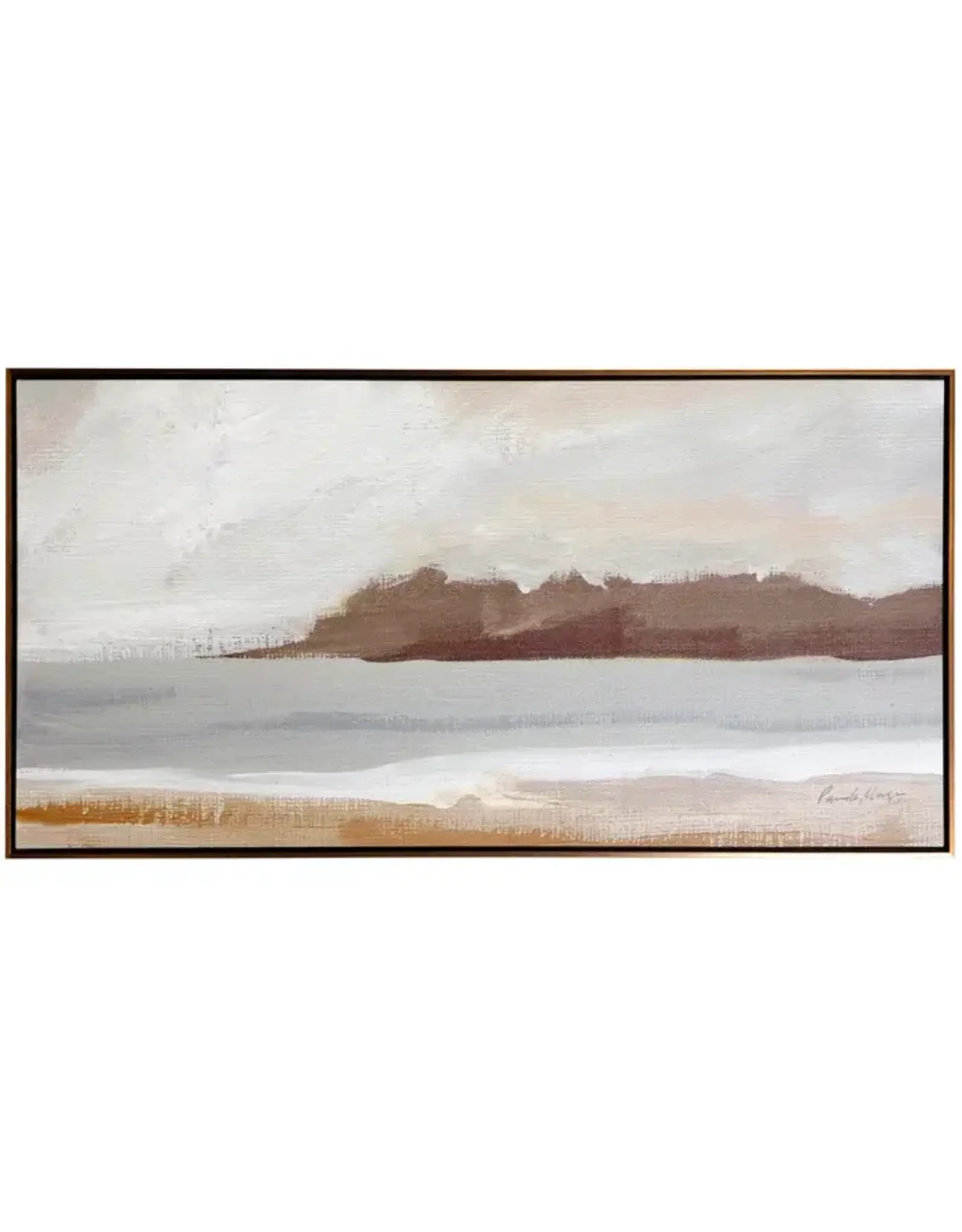 WM51302 LAKE BEACH Framed Canvas Made in USA 30X60in Ht.