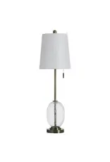 ANTIQUE BRASS & CLEAR GLASS | Buffet Lamp | 32in Ht. X 10in W. X 10in D. KHL43941