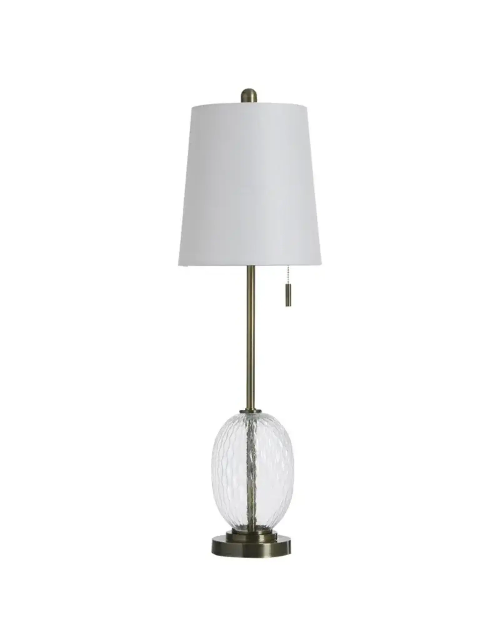 ANTIQUE BRASS & CLEAR GLASS | Buffet Lamp | 32in Ht. X 10in W. X 10in D. KHL43941