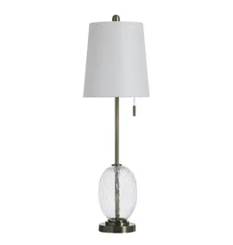 ANTIQUE BRASS & CLEAR GLASS | Buffet Lamp | 32in Ht. X 10in W. X 10in D. KHL43941