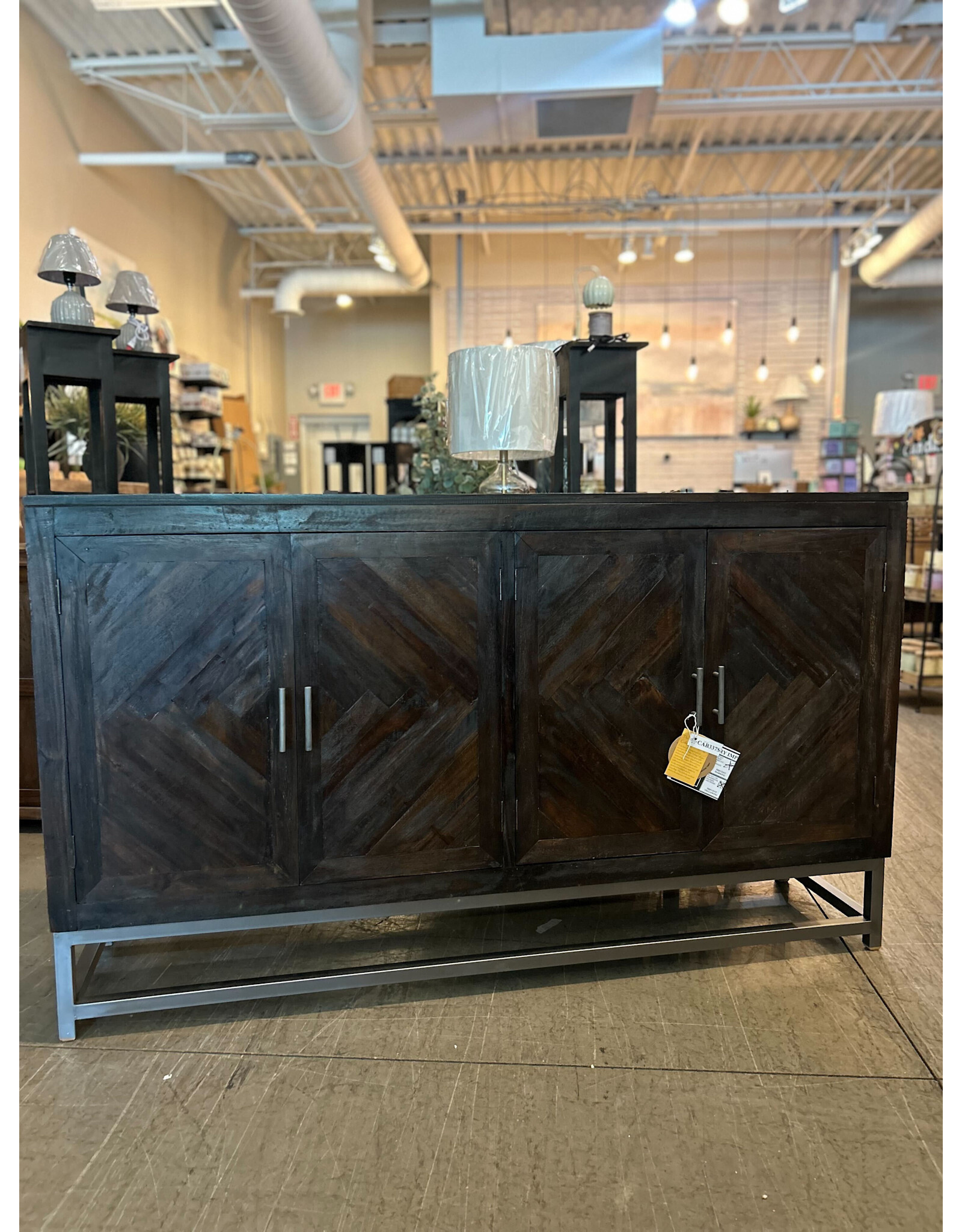 CAB337 Hampshire Sideboard 4Drs Steel Base 66.5x16.8x38.6"H