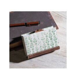 5.5" GREEN FLORAL CANVAS LEATHER JOURNAL