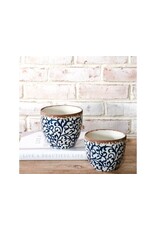 BLUE DAMASK PLANTERS LARGE 5.7X5.7X4.9