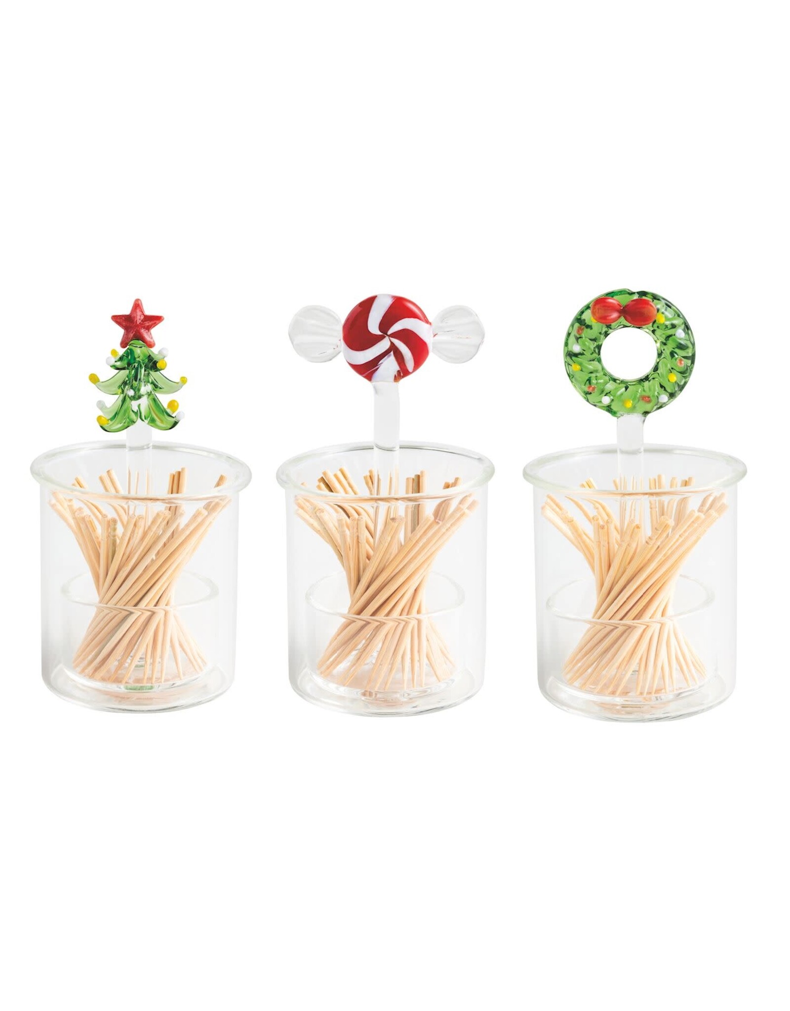 PEPPERMINT GLASS TPICK HOLDER