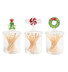 PEPPERMINT GLASS TPICK HOLDER
