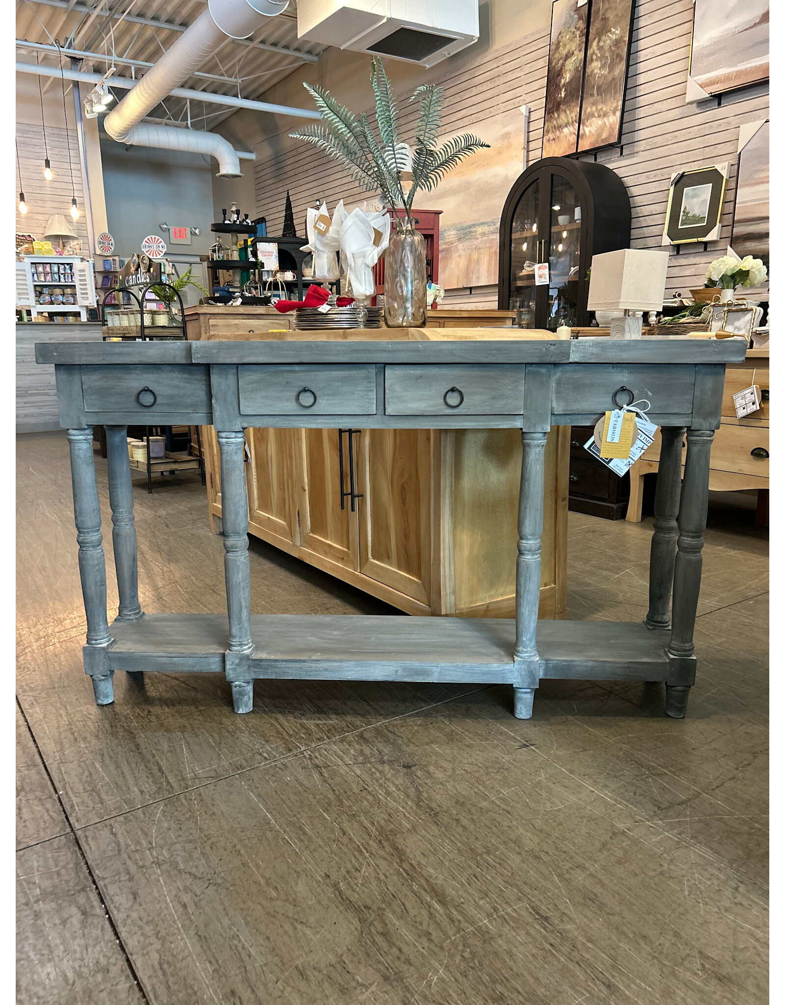 TAB1013 Table 4Drw 1Shelf 59.8x12.4x34"H