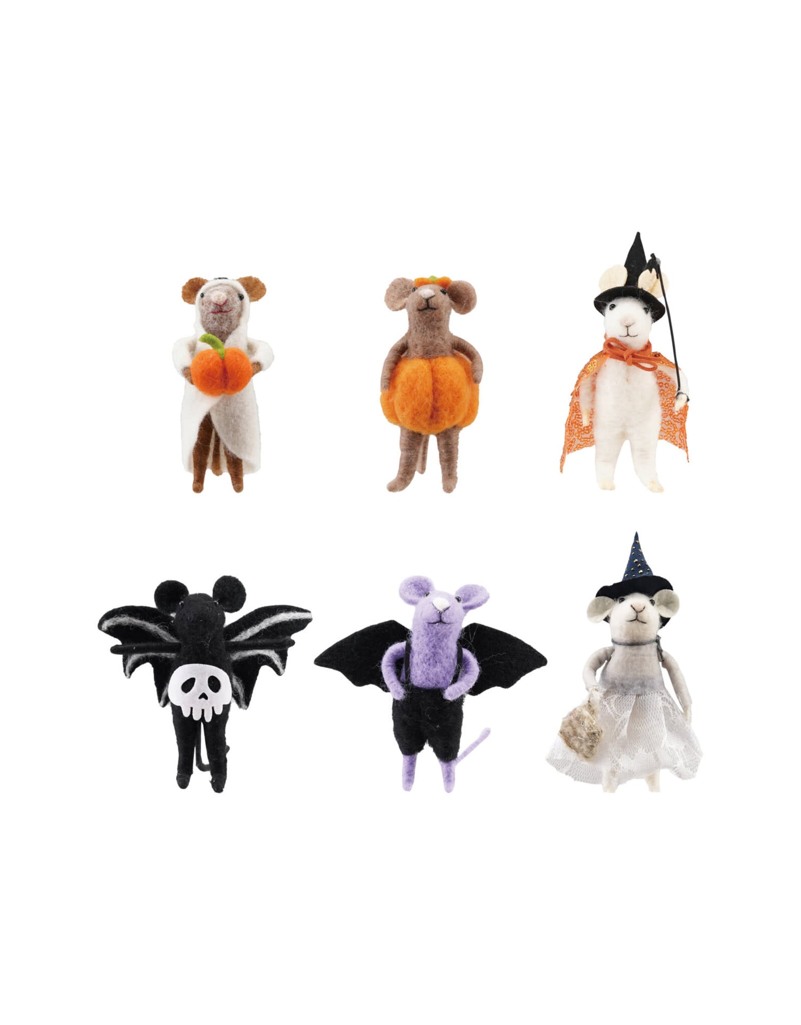 Wool Felt Halloween Mouse, Multi Color 6 Styles