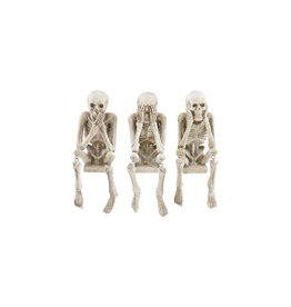 Resin See/Hear/Speak No Evil Skeleton White & Black, 3 Styles
