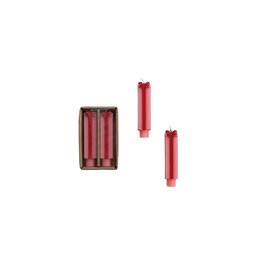 S/2 4-3/4"H Giftbox Taper Candle Small, Pink w Red Bow