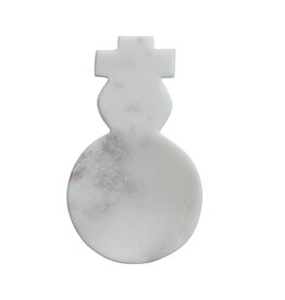 8"L x 4-3/4"W Marble Snowman Shaped Spoon Rest, White