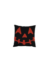 18" Sq Cotton Pillow w Jack-O-Lantern Embroidery