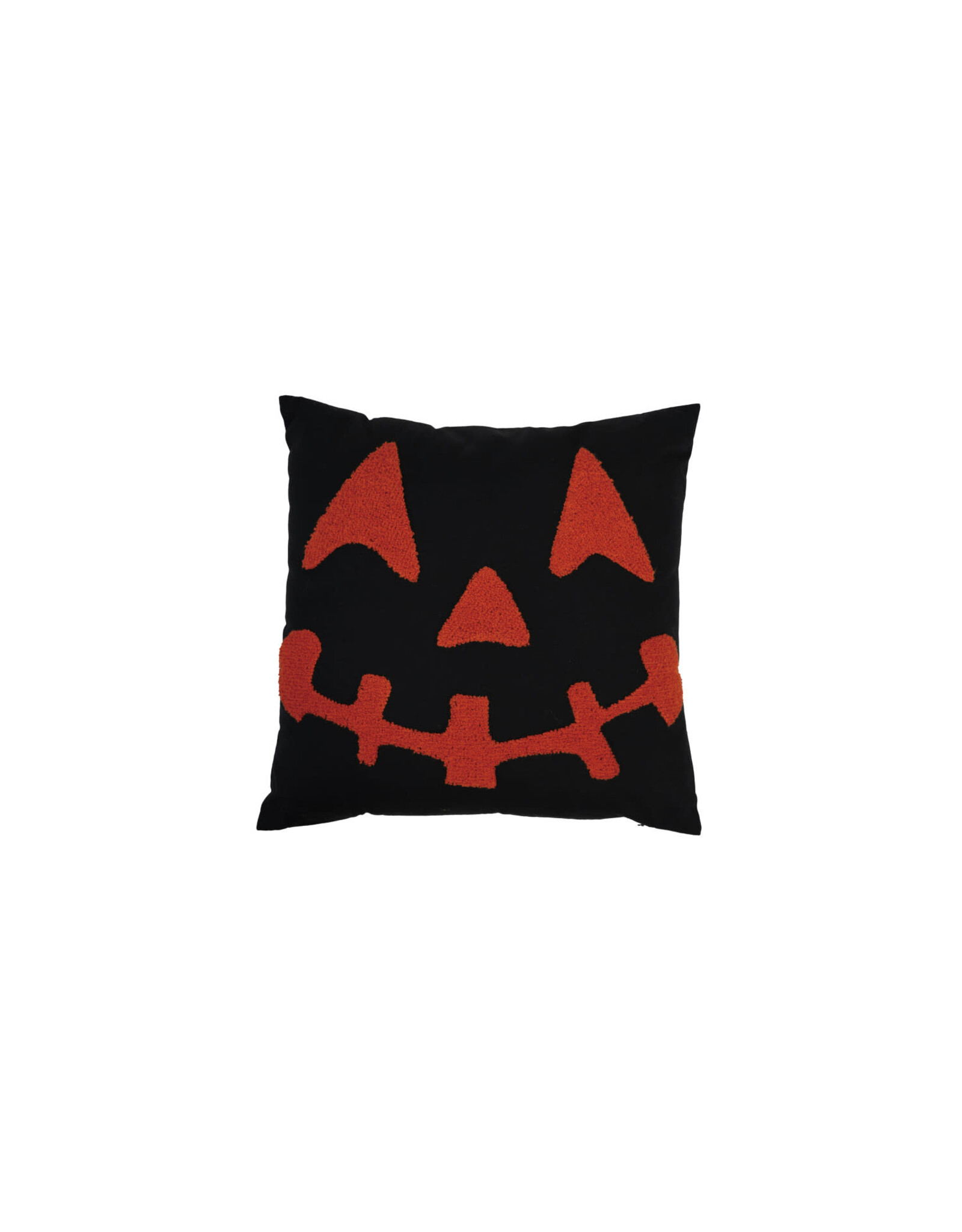 18" Sq Cotton Pillow w Jack-O-Lantern Embroidery