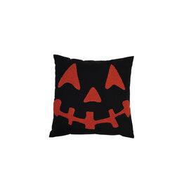 18" Sq Cotton Pillow w Jack-O-Lantern Embroidery