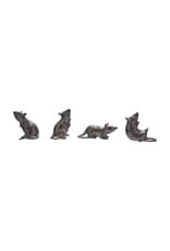 1-1/2"H - 3"H Stoneware Rat Metallic Glaze, 4 Styles