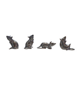 1-1/2"H - 3"H Stoneware Rat Metallic Glaze, 4 Styles