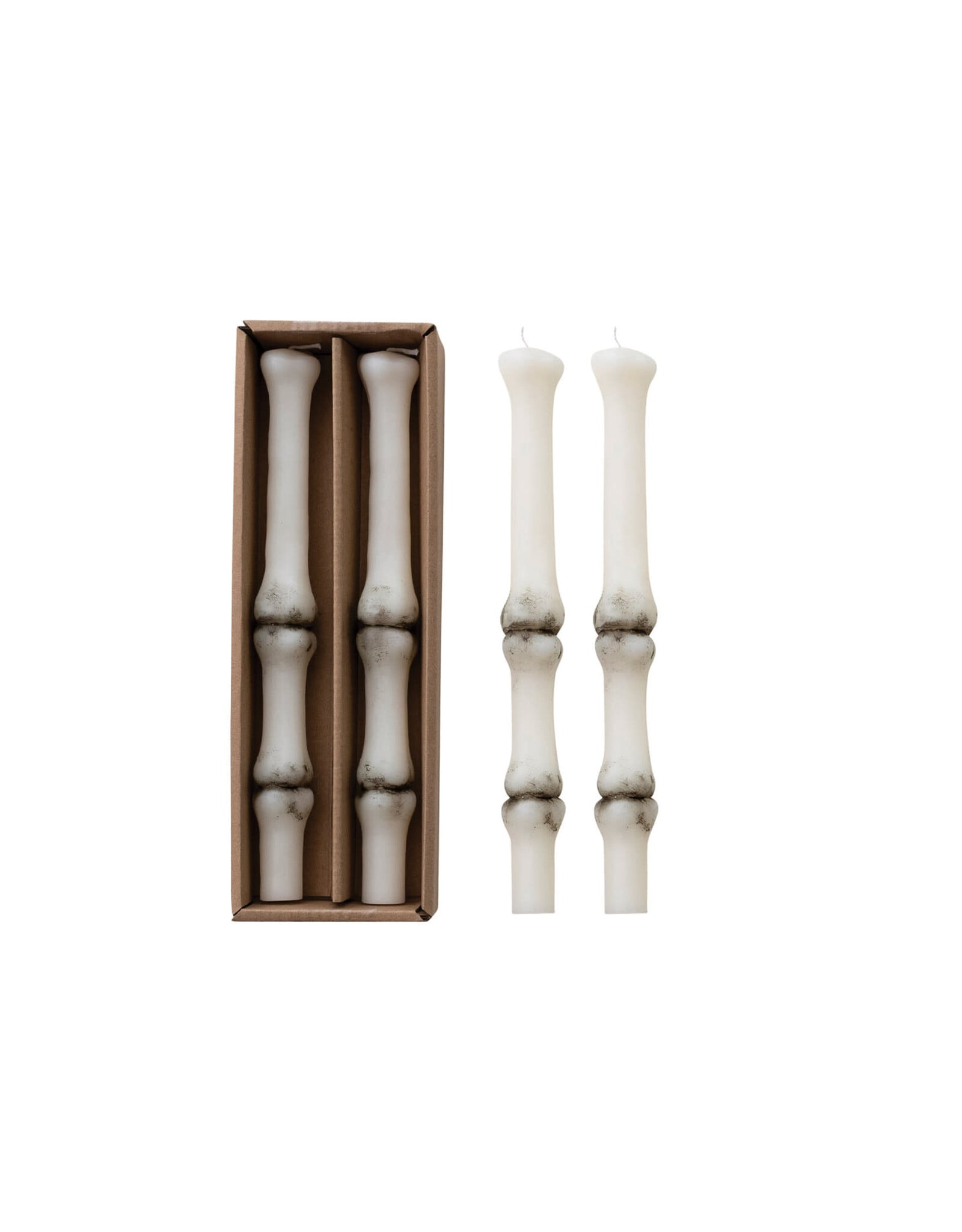 S/2 Unscented Bone Taper Candle In Box, Cream