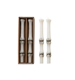 S/2 Unscented Bone Taper Candle In Box, Cream