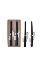 S/2 Unscented Ghost Taper Candles in Box Black & White