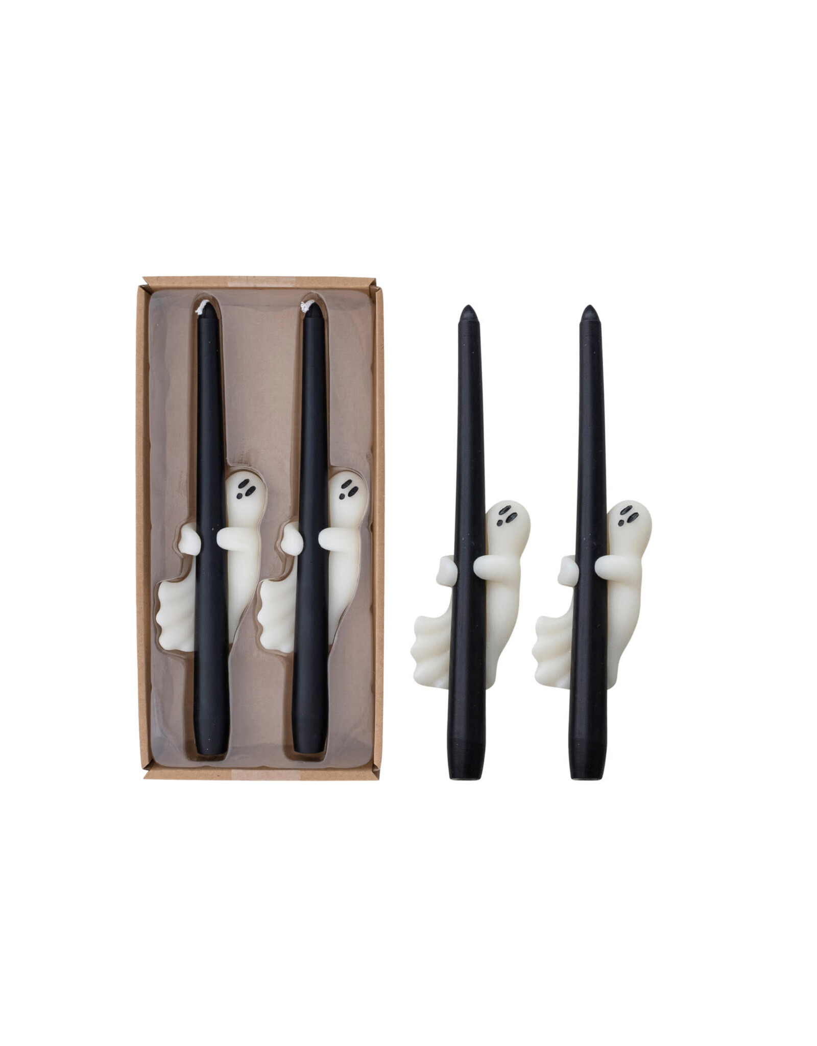 S/2 Unscented Ghost Taper Candles in Box Black & White