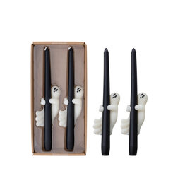 S/2 Unscented Ghost Taper Candles in Box Black & White