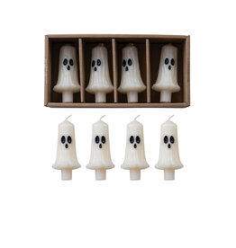 S/4 Unscented Ghost Taper Candles in Box White & Black